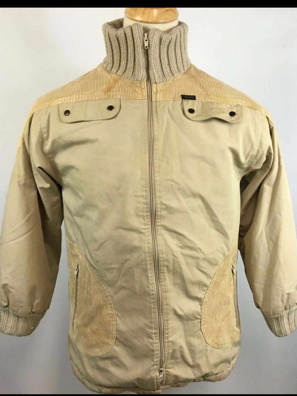 Vintage Two Tone Corduroy Mod Retro Atomic Hippy 60s 70s Coat Jacket Ski Winter